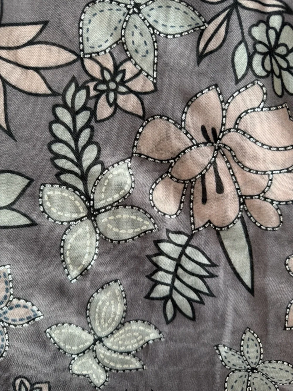 Soft Floral Scarf Wrap Grey Blush Lightweight Gauze Shawl Boho Feminine Romantic